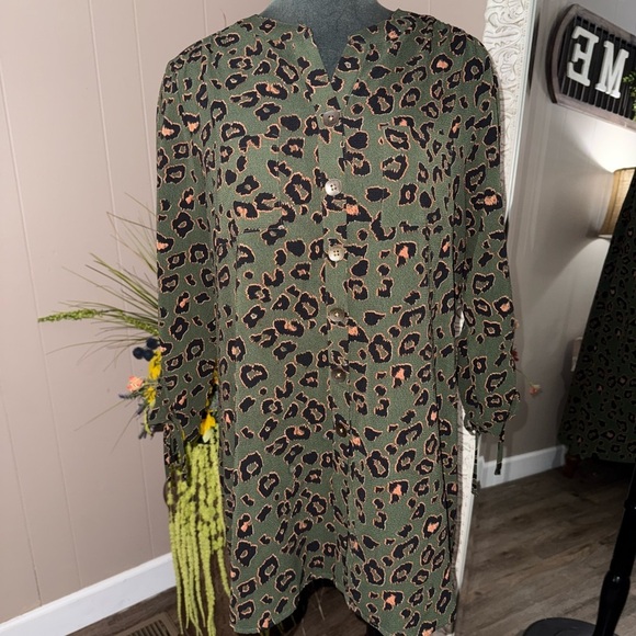 New Directions • Green Cheetah Print Tunic - Picture 8 of 10